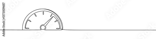 Speedometer continuous one line drawing. Speed indicator, Internet car speed. Performance concept. Speedometer set. Fast speed sign. Vector illustration.