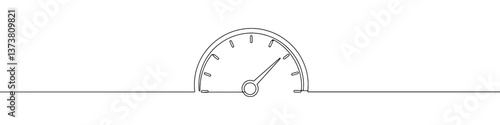 Speedometer continuous one line drawing. Speed indicator, Internet car speed. Performance concept. Speedometer set. Fast speed sign. Vector illustration.