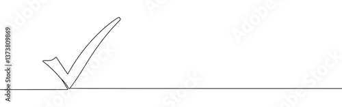 Check mark continuous one line drawing. Quality and approval check symbol. Vector illustration.