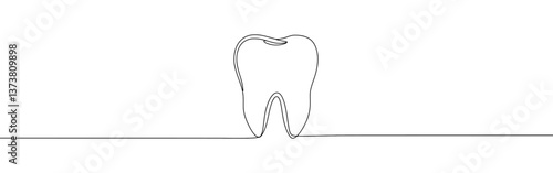 Tooth continuous one line drawing. Dental symbol. Vector illustration.