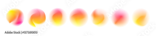 PNG gradient blur circle gradation radial abstract shape light blurry blue element vector colours round fluid mesh blob neon red sphere purple pink aura form bubble blend yellow three-dimensional	