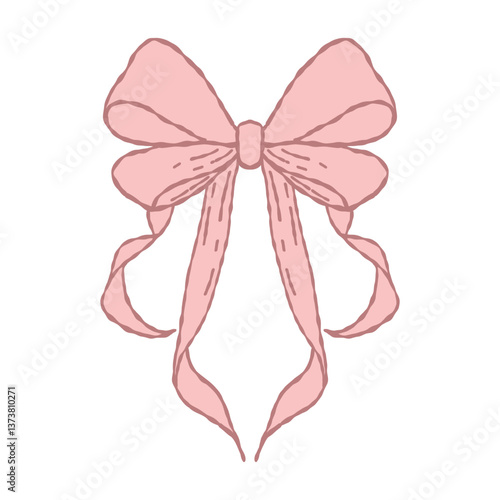 Hand-Drawn Pink Bow for Decoration