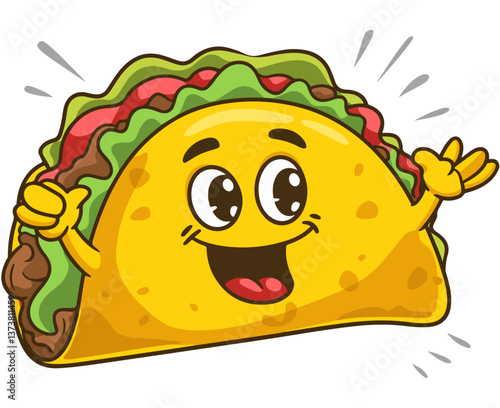 Happy Cartoon Taco with smiling face