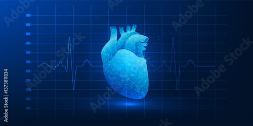 Medical technology background, heart network technology background is heart wave showing, transmit heart disease treatment, doctors use modern technology to help treat heart disease.