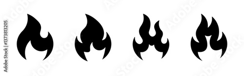 Fire icons set. Flame, bonfire symbol collection. Vector illustration.