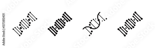 DNA or chromosome icon. Spiral molecule symbol collection. Vector illustration.
