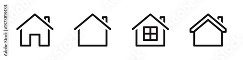 Home icons set. House, real estate symbol. Vector illustration.