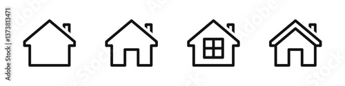 Home icons set. House, real estate symbol. Vector illustration.