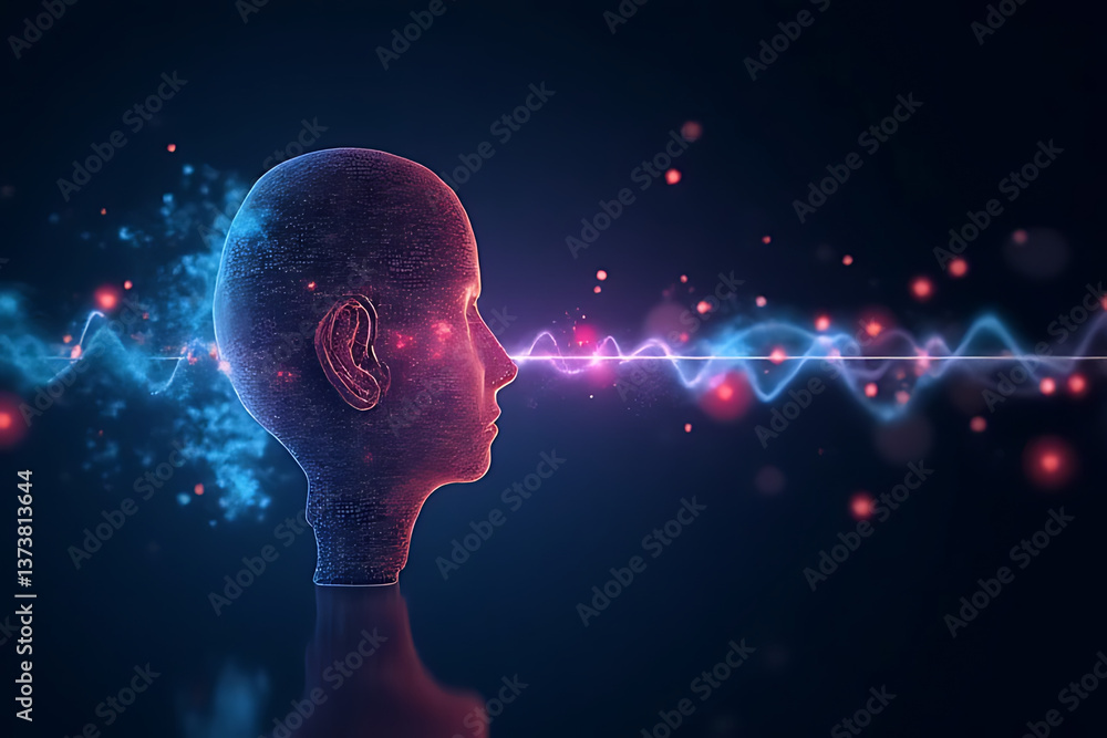 Obraz premium Exploring neural connections digital realm abstract art futuristic side profile technology concept