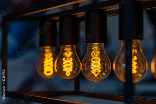 Fotografia Incandescent light bulb filament