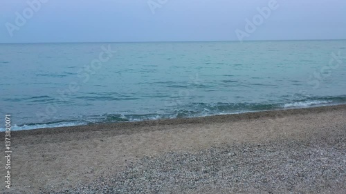 walking on the beach on a late summer day in Calabria, Soverato