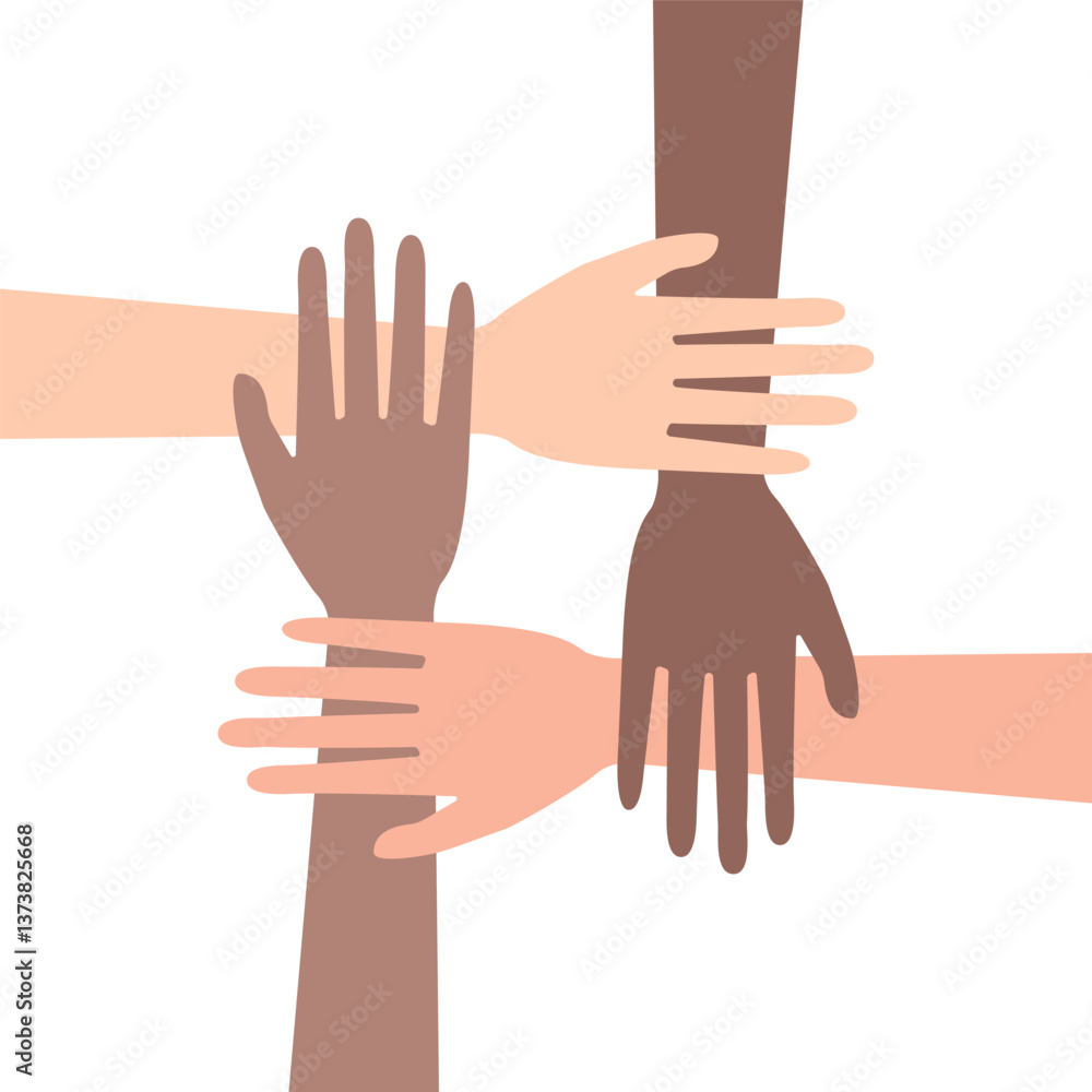 Fototapeta premium crossed hands like solidarity or teamwork