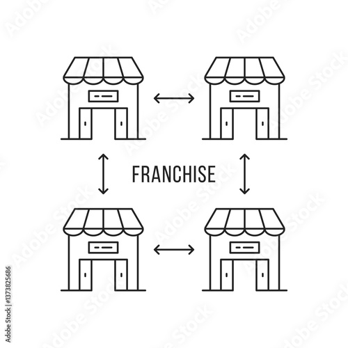 franchise icon with chain of shops or cafes