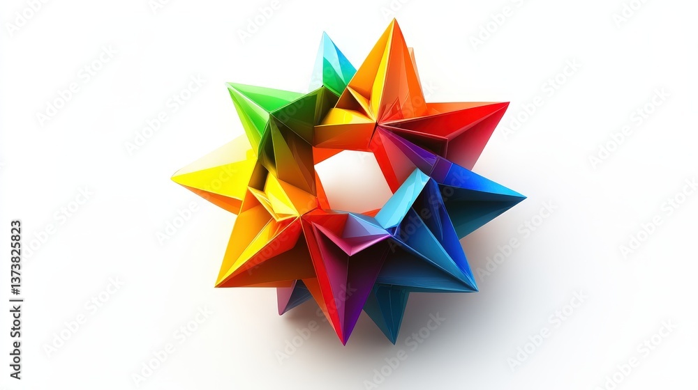 A brightly colored and geometric star shaped illustration on white background A brightly colored and geometric star shaped illustration on white background