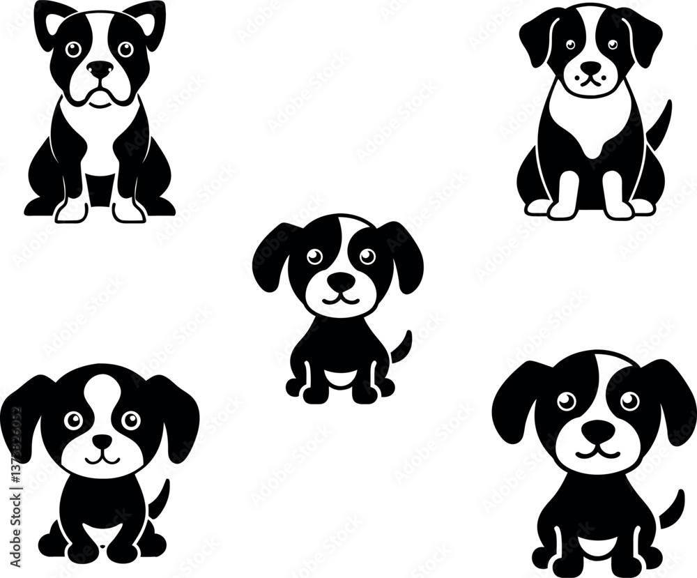 Obraz premium Cute dog silhouette vector art illustration