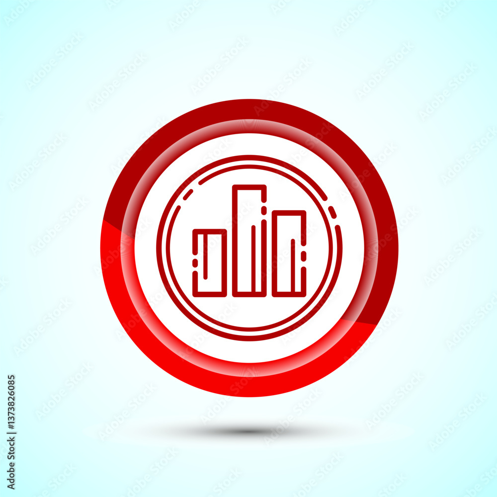Bar chart icon design illustration, Graph icon, Growth sign, Growth chart, Red color button design Bar chart icon design illustration, Graph icon, Growth sign, Growth chart, Red color button design