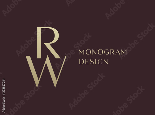RW or WR letter logo icon design. Classic style luxury initials monogram.