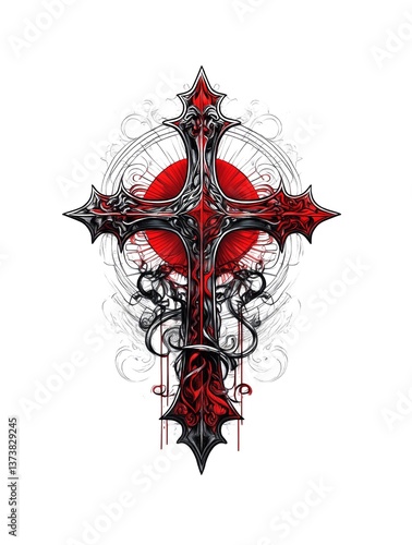 Tattoo Vorlage Kreuz schwatz-rot