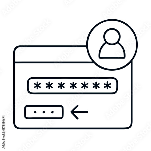 login attempt icon illustrating password entry on interface  