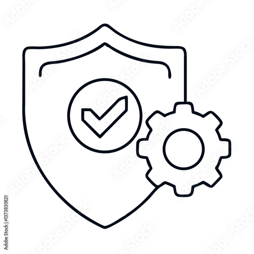 Security settings icon with shield and gear on transparent background  