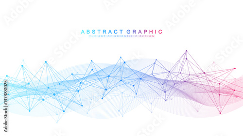 Abstract tech network connection dots. Digital technology and big data analysis background. White background with plexus lines. Geometric background with abstract mesh