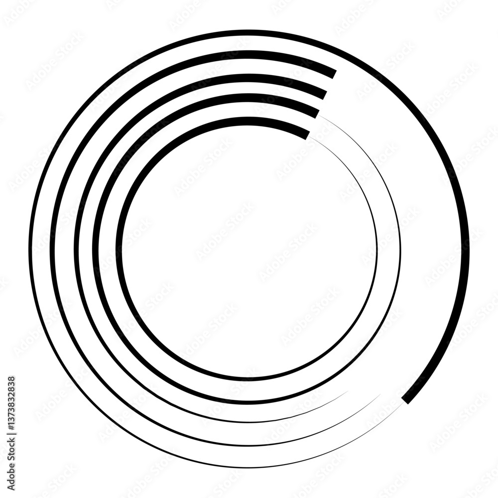 Halftone speed lines circle. Geometric art in circle form. Round swirl movement symbol. Halftone circular frame. Vector design element