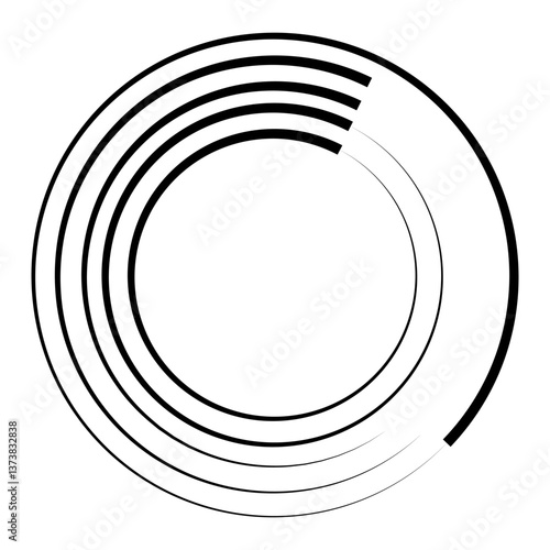 Obraz na płótnie Halftone speed lines circle. Geometric art in circle form. Round swirl movement symbol. Halftone circular frame. Vector design element w salonie