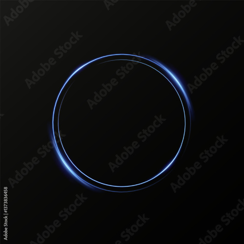 Month made of blue particles. Shining sparkles. Frame. Vector image of a blue sparkling stardust circle.