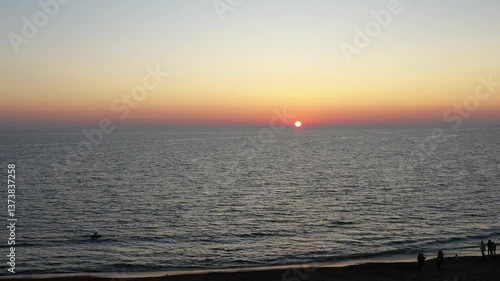 spectacular sunset at the sea in the town of Santa Severa, Rome