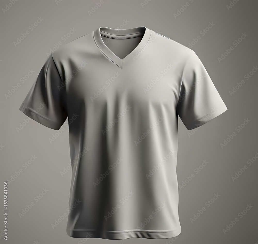 V-neck T-shirt mockup for men, smooth cotton fabric, realistic folds. V-neck T-shirt mockup for men, smooth cotton fabric, realistic folds.