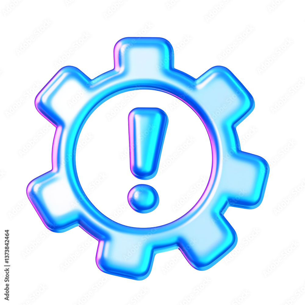 Obraz premium Gear icon with a blue triangular exclamation mark