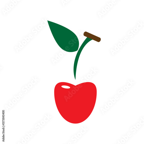 red apple with leaf