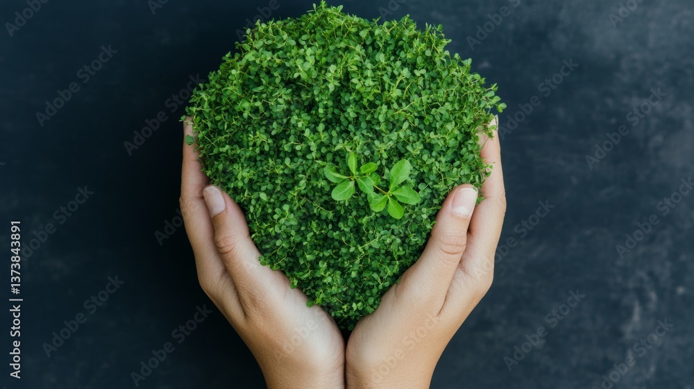 hands holding green heart made of leaves symbolizing love and care for nature on World Environment Day