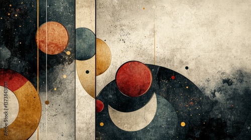 Abstract Composition with Geometric Circles and Textured Background