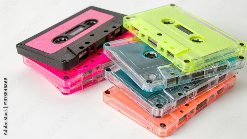 Stack of Colorful Cassette Tapes Stack of Colorful Cassette Tapes