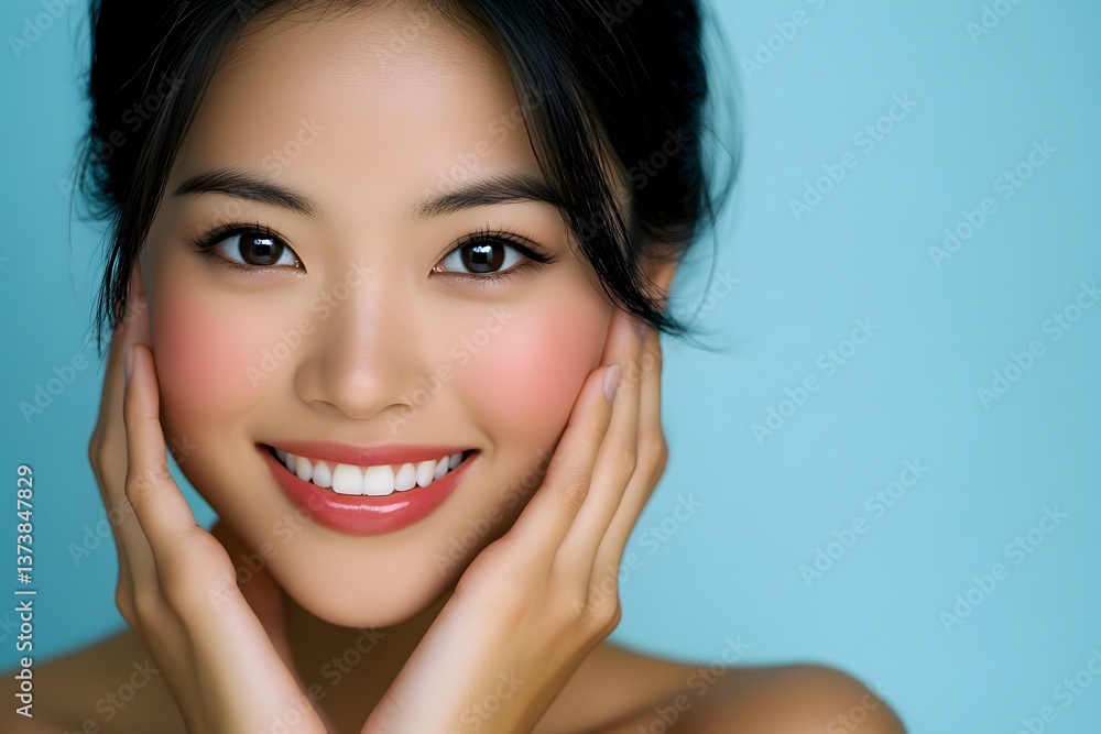 Woman with a bright smile and healthy skin Woman with a bright smile and healthy skin