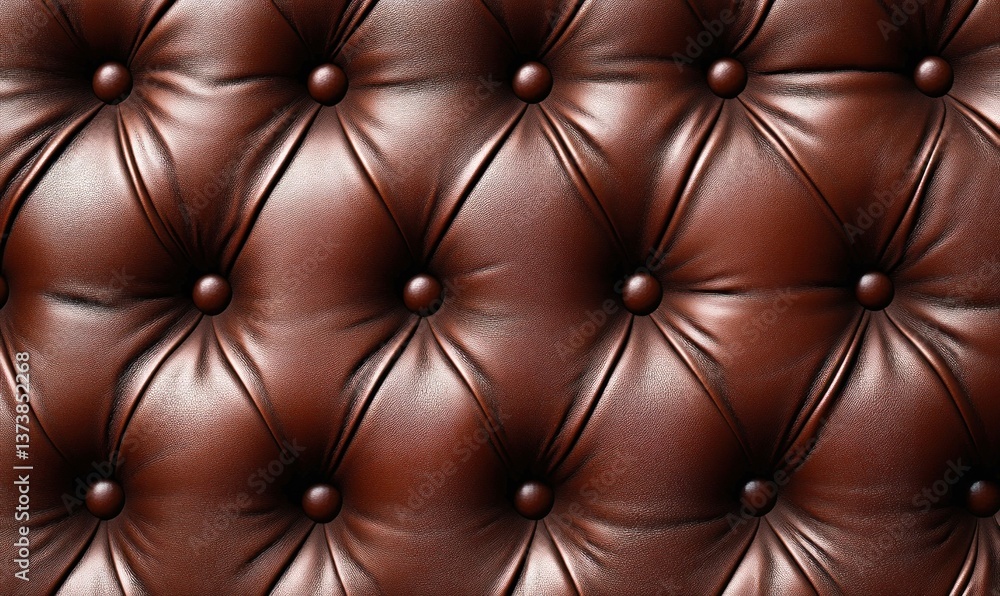 Fototapeta premium A luxurious brown leather tufted upholstery showcases a classic and refined design element.