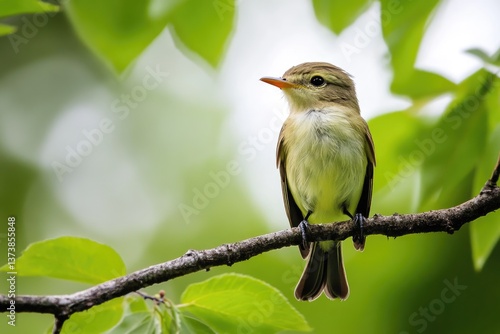 Willow Flycatcher. Songbird Avian Wildlife in Natural Wild Habitat