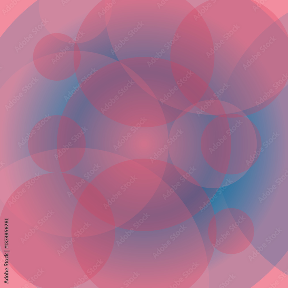Obraz premium Abstract Pink and Blue Overlapping Circles Background