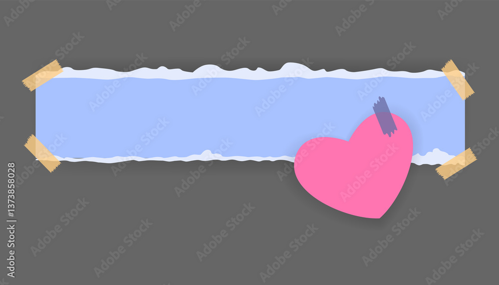 Paper notes stickers. Place for memo messages on paper sheets. Blank sticky place for to do list and office notice or information board