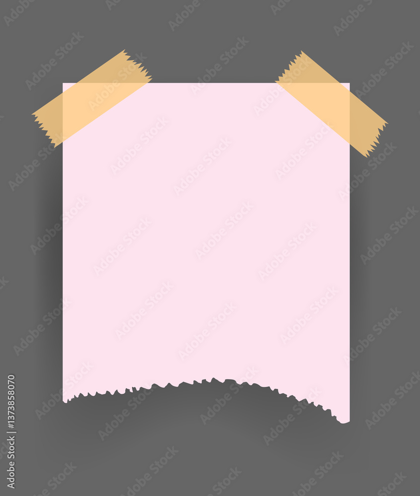 Paper notes stickers. Place for memo messages on paper sheets. Blank sticky place for to do list and office notice or information board