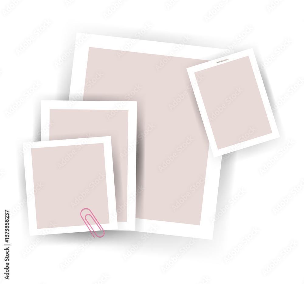 Paper notes stickers. Place for memo messages on paper sheets. Attached with sticky colorful tape on grey background isolated illustration