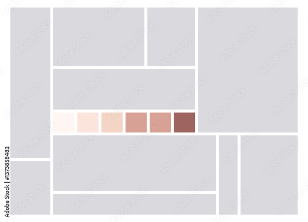 Photo collage template. Album brand board, set portfolio images. Mood board background. Mosaic picture frame. Gallery banner. illustration