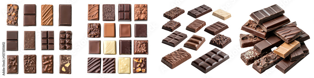 Collection of chocolate bar isolated on transparent background. PNG , Set of Collection of chocolate bar isolated on transparent background. PNG , Set of