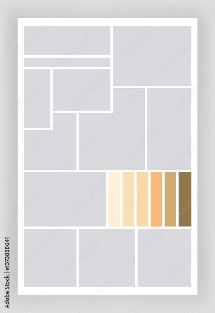Photo collage template. Album brand board, set portfolio images. Mood board background. Mosaic picture frame. Gallery banner. illustration