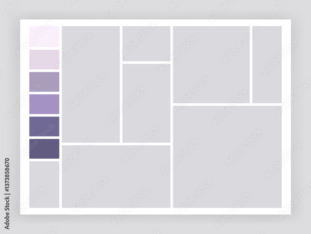 Photo collage template. Album brand board, set portfolio images. Mood board background. Mosaic picture frame. Gallery banner. illustration