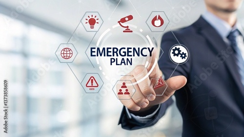 Wallpaper Mural Businessman touching EMERGENCY PLAN text button to learn and prepare in emergency situation. Concept of emergency response plan Torontodigital.ca