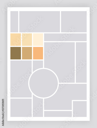 Photo collage template. Album brand board, set portfolio images. Mood board background. Mosaic picture frame. Gallery banner. illustration