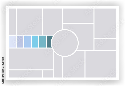 Photo collage template. Album brand board, set portfolio images. Mood board background. Mosaic picture frame. Gallery banner. illustration