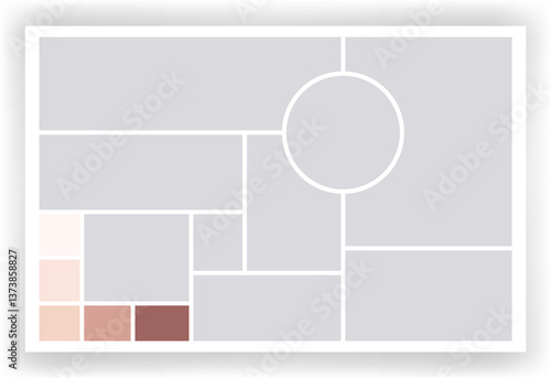 Obraz na płótnie Photo collage template. Album brand board, set portfolio images. Mood board background. Mosaic picture frame. Gallery banner. illustration w salonie
